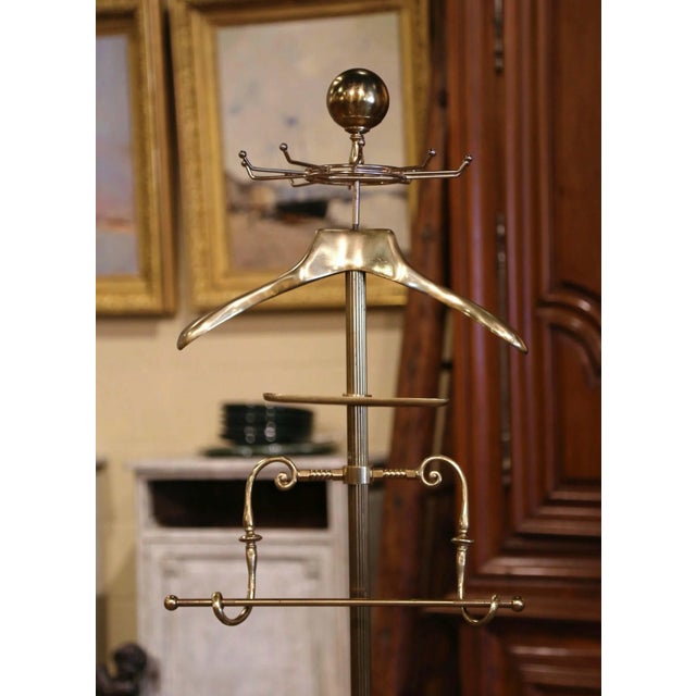 French Early 20th Century French Gilt Brass Jacket Hanger Bathroom Coat Stand For Sale - Image 3 of 10