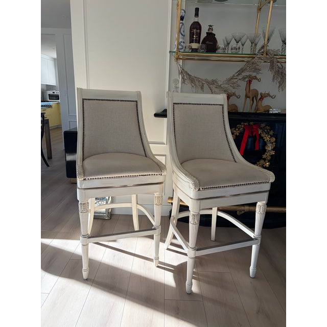 2020s Front Gate Upholstred Swivel Bar Stools Set of 2 For Sale - Image 5 of 12