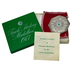 1977 Towle Sterling Ornament "7 Swans a Swimming" With Box and Turquoise Jewel