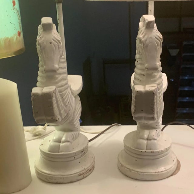 Extremely rare bucking zebra plaster table lamps by iconic midcentury Philadelphia based l designer - Frederic Weinberg....