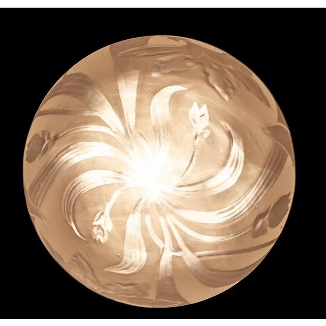 Liberty Engraved Glass Sphere Chandelier or Lantern, Italy, 1940 For Sale - Image 9 of 16
