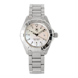 Ladies Tag Heuer Aquaracer 27mm Way1412 Mop Stainless Steel Quartz Watch For Sale