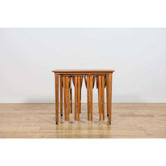 Poul Hundevad Mid-Century Modern Danish Nesting Tables by Poul Hundevad for Novy Domov, Czechoslovakia, 1960s, Set of 5 For Sale - Image 4 of 18