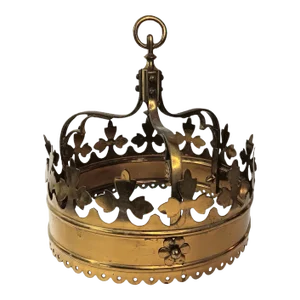 1950s Vintage Gothic Brass Canopy Bed Crown Fleur De Lis