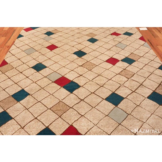 Mid 20th Century Nazmiyal Collection Mid Century Modern Swedish Geometric Kilim Area Rug For Sale - Image 5 of 10