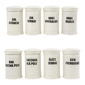 Antique-Style Ceramic Apothecary Jars With Lids - Set of 8