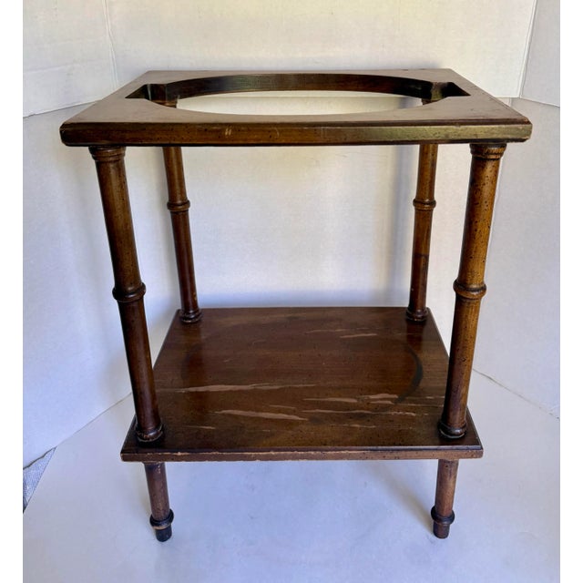 Traditional "Diplomat" Faux Bamboo and Green Metal Wastebasket by Brandt For Sale - Image 10 of 12