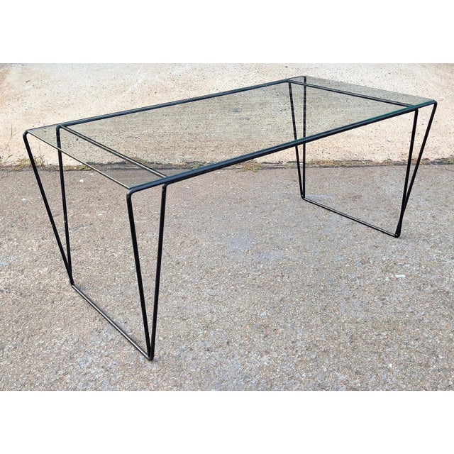 Mid 20th Century Mid 20th Century MCM Metal and Glass Top Coffee Table Sauze Style For Sale - Image 5 of 12
