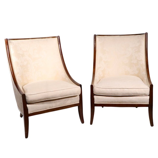 Mid 20th Century Pr. High Style High Back Gondola Scoop Chairs For Sale - Image 11 of 14