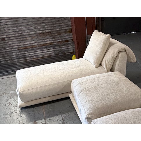 Modern Montauk "Jill" Modular Sofa in Cream Off-White Velvet With Armless Chaise and Chair For Sale - Image 3 of 18
