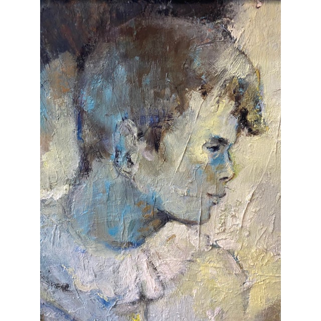 Mid-Century Modern Mid-Century Signed Impressionist Portrait Oil Painting For Sale - Image 3 of 12