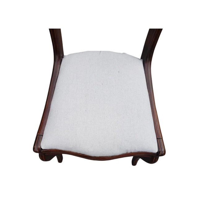 Victorian 19th C. Flame Mahogany and Satinwood Inlaid With Upholstered Seat Side Chair For Sale - Image 3 of 10