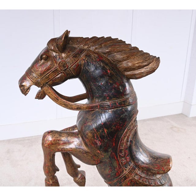 Italian Florentine Rearing Horse Statue, 1920s For Sale - Image 9 of 10