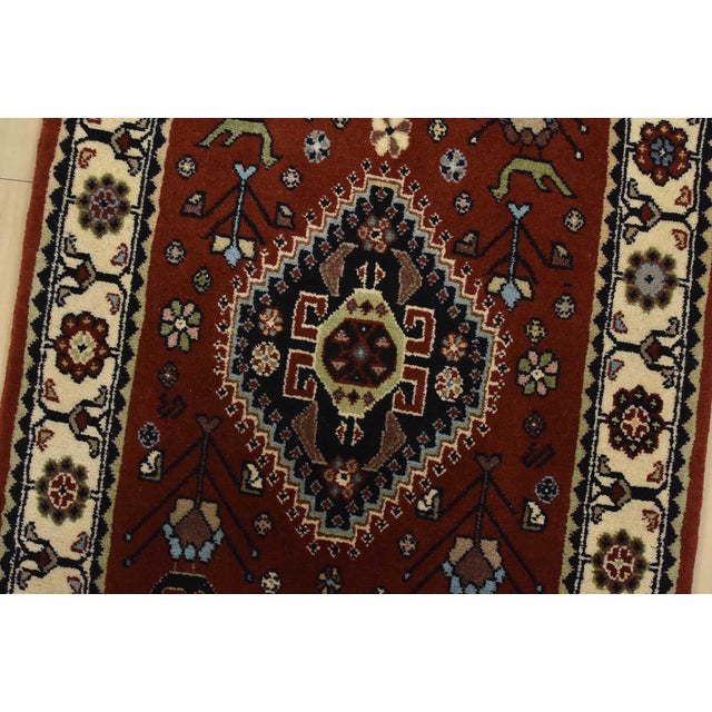 Textile Fine Kashmar Runner 1’10” X 10’1” Red Wool Traditional Hand-Knotted Rug For Sale - Image 7 of 15