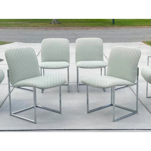 Milo Baughman Milo Baughman "Thin Line" Style Chrome Dining Chairs - Set of 6 For Sale - Image 4 of 11