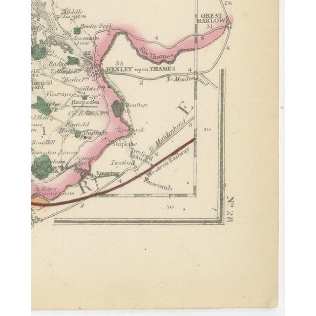 Paper Antique Hobson Fox Hunting Map of Oxfordshire by Heythrop Hunt, 1870 For Sale - Image 7 of 10