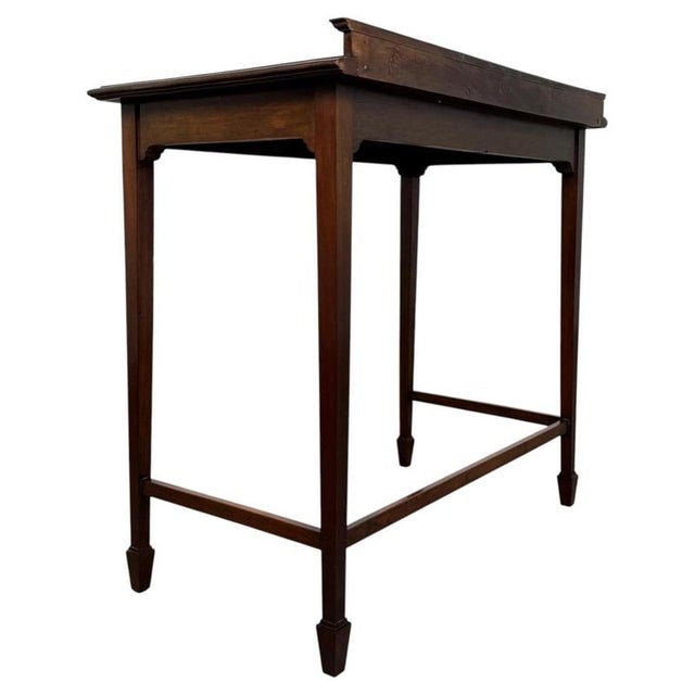 Brown Early 20th Century English Edwardian Inlaid Mahogany Writing Table For Sale - Image 8 of 10