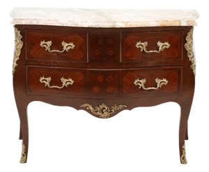 Antique French Louis XV Style Chest of Drawers with Siena Yellow Marble Top, 1900