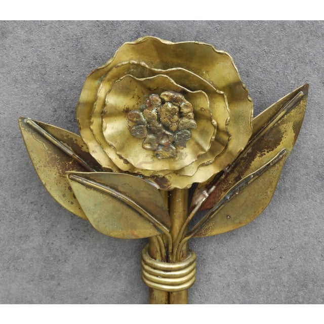 1980s French Brutalist Style Floral Wall Lights, 1980s, Set of 2 For Sale - Image 5 of 9