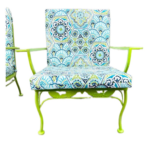 Vintage Wrought Iron Outdoor Patio Furniture-A Pair of Restored Arm Chairs Brighten up your space with this one-of-a-kind...
