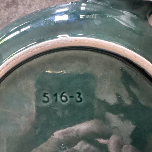 Vintage Olfaire Portugal Majolica Blue/Green Ceramic Fish Shaped Plate For Sale In Phoenix - Image 6 of 6