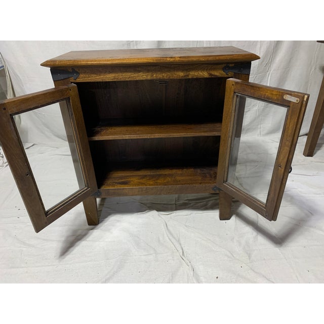 2010s Rustic Hall or Buffet Cabinet With Iron Ring Pulls For Sale - Image 5 of 6