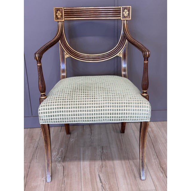 Set of Eight Regency Style Faux Rosewood and Gilt Dining Chairs For Sale - Image 12 of 18