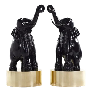 Mid Century Large Brass Base Elephant Sculptures - Pair