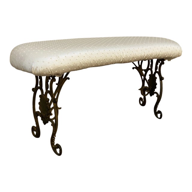 Mid-Century French Hollywood Regency Upholstered Bench For Sale