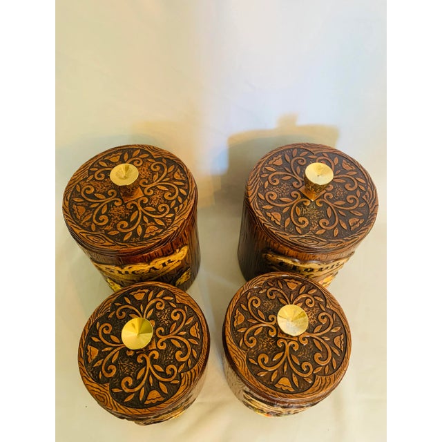 Treasure Treasure Craft Complete Set of 4 Ceramic Canisters: Coffee, Tea, Sugar & Flour ~ Treasure Craft was the height of...