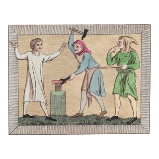 1796 Rustics of the 13th Century From Complete Dress and Habits of the People of England. For Sale