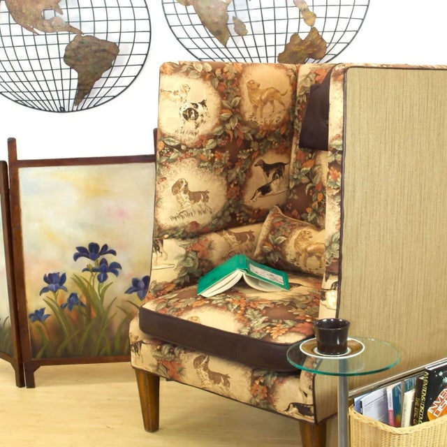 Old Hickory Tannery Tall Privacy Chair | English Hunting Dogs Fabric Design For Sale - Image 10 of 10