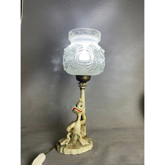 Portuguese Donald Duck Table Lamp in Resin and Glass, 1980s For Sale - Image 4 of 13