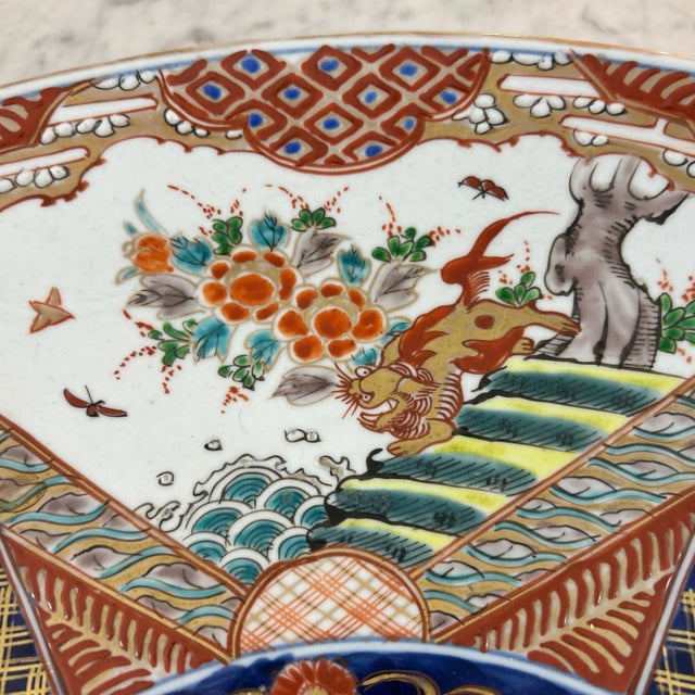 Chinoiserie Asian Large Ceramic Platter For Sale - Image 3 of 8