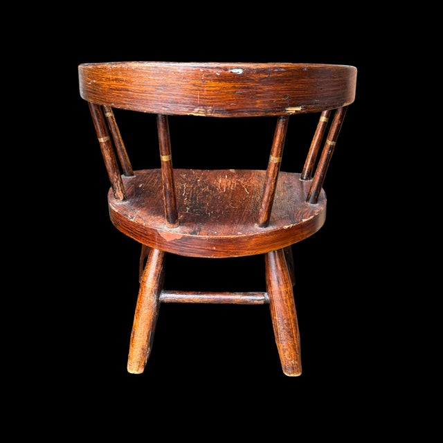 Late 19th Century Antique Children’s Windsor Chair with Painted Gold Accents For Sale - Image 5 of 11
