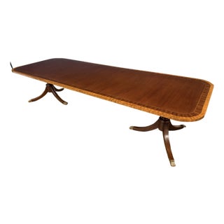 Traditional Multi-Banded Mahogany Dining Table by Leighton Hall - Showroom Sample For Sale