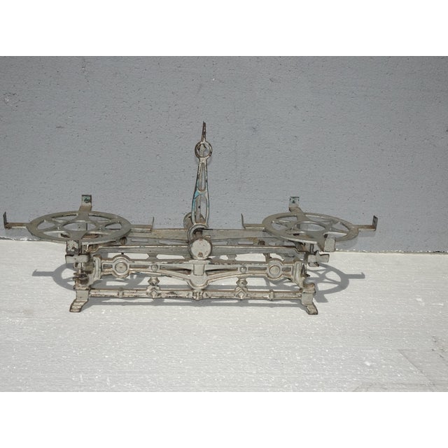 1930s Antique Iron Metal Mercantile Balance Scale ~ Mid Century Modern For Sale - Image 5 of 11