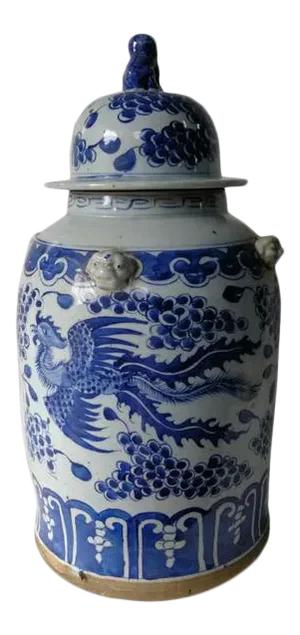 Blue and White Phoenix Porcelain Ginger Jar