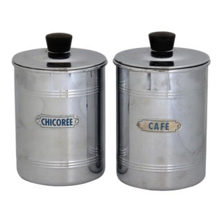 Midcentury Art Deco French Café & Chicorée Canisters For Sale