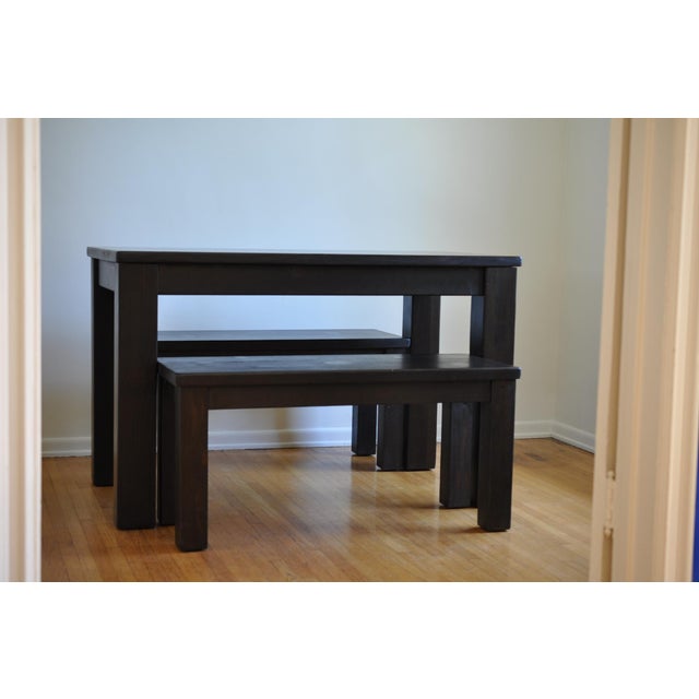 Custom Solid Pine Parson Table and Benches Set of 3 Chairish