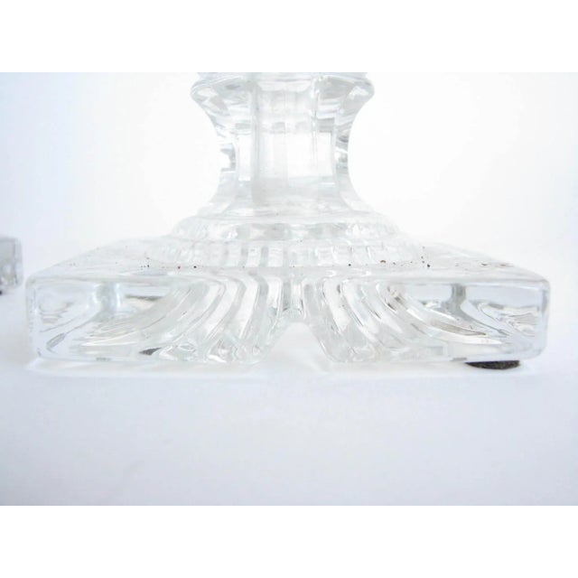 Antique Diamond Cut Glass Lidded Urns With Brass Love Bird Finials - a Pair For Sale - Image 12 of 13