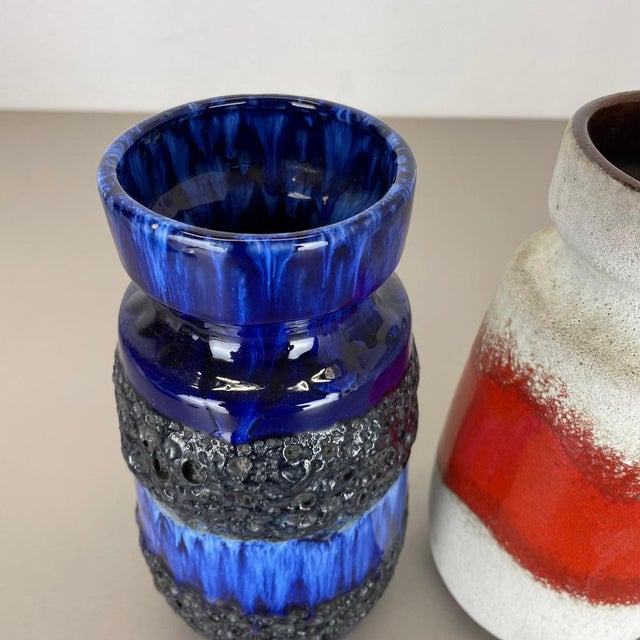Ceramic Vintage Pottery Fat Lava Vases attributed to Scheurich, Germany, 1970s, Set of 4 For Sale - Image 7 of 18