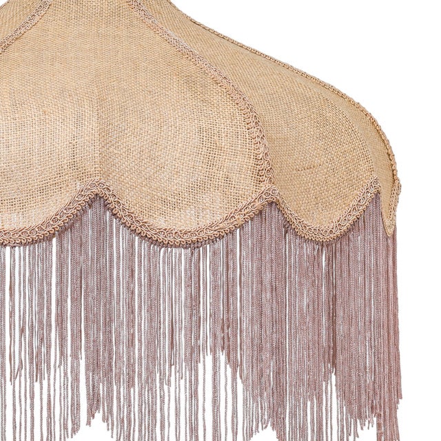 Buchanan Jute Fringed Scalloped Table Lamp, Natural/Light Pink For Sale - Image 4 of 6