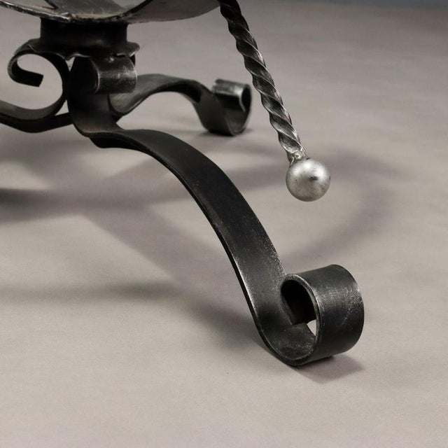 Outdoor Sundial in Wrought Iron with Brass Plate For Sale - Image 6 of 9