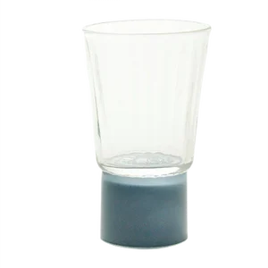 Drinking Glass with Blue-Grey Base, Moire Collection, Hand-Blown Glass by Atelier George