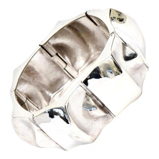 Vintage Signed Sirokoro Sterling Silver Sculptural Cuff Bracelet Finland Rare For Sale