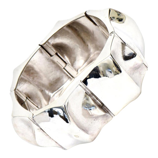 Vintage Signed Sirokoro Sterling Silver Sculptural Cuff Bracelet Finland Rare For Sale