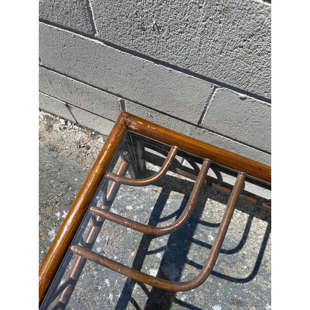 Rattan Coffee Table Cocktail Boho Chic Accent Chippendale Bamboo Palm Beach For Sale - Image 10 of 10