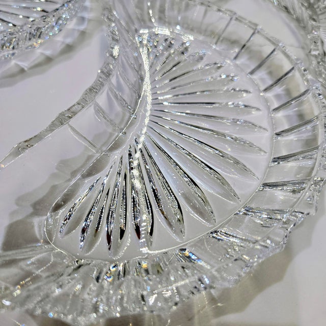 Transparent Vintage Cut Glass Crescent Dishes – Set of 4 For Sale - Image 8 of 10