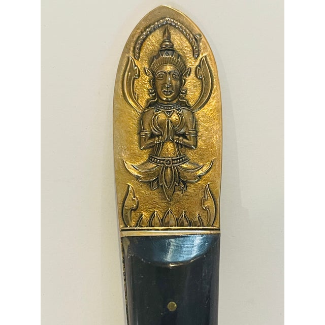Bronze Vintage Brass Tibetan Buddha Flatware Set For Sale - Image 8 of 9
